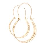 Aros de Oro Amarillo 18K Bote Filigrana con Gancho