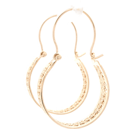 Aros de Oro Amarillo 18K Bote Filigrana con Gancho