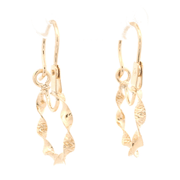 Aros de Oro Amarillo 18K Espiral Tallado con Gancho