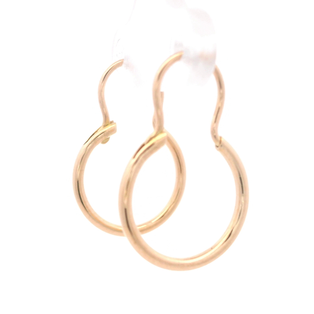 Aros de Oro Amarillo 18K Tubular con Gancho