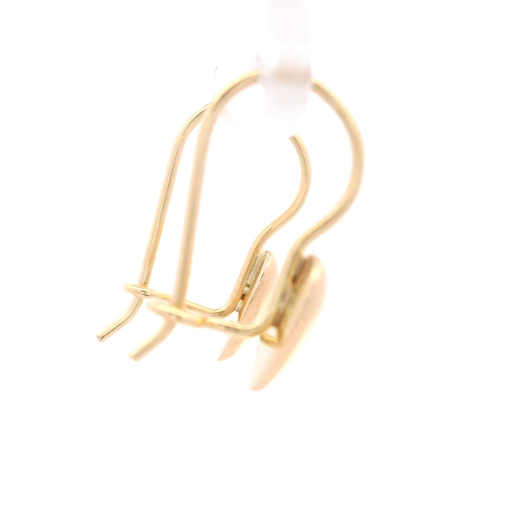 Aros de Oro Amarillo 18K Corazón con Gancho Hippie con Seguridad