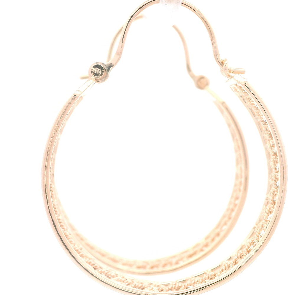 Aros de Oro Amarillo 18K Botes Filigrana con Gancho