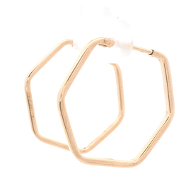 Aros de Oro Amarillo 18K Hexagonal con Cierre Criollo