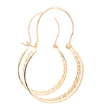 Aros de Oro Amarillo 18K Bote Filigrana con Gancho