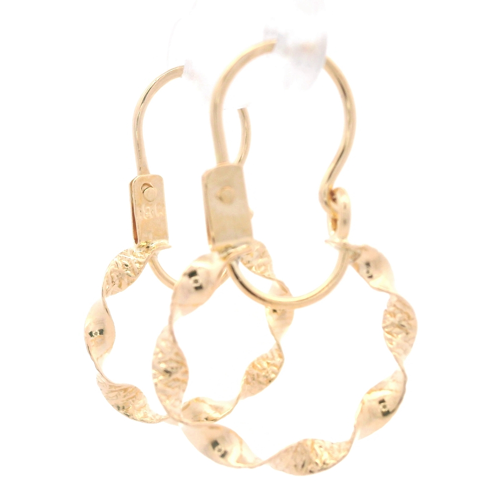 Aros de Oro Amarillo 18K Espiral Tallado con Gancho