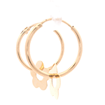 Aros de Oro Amarillo 18K Tubular con Flor Móvil y Cierre Criollo