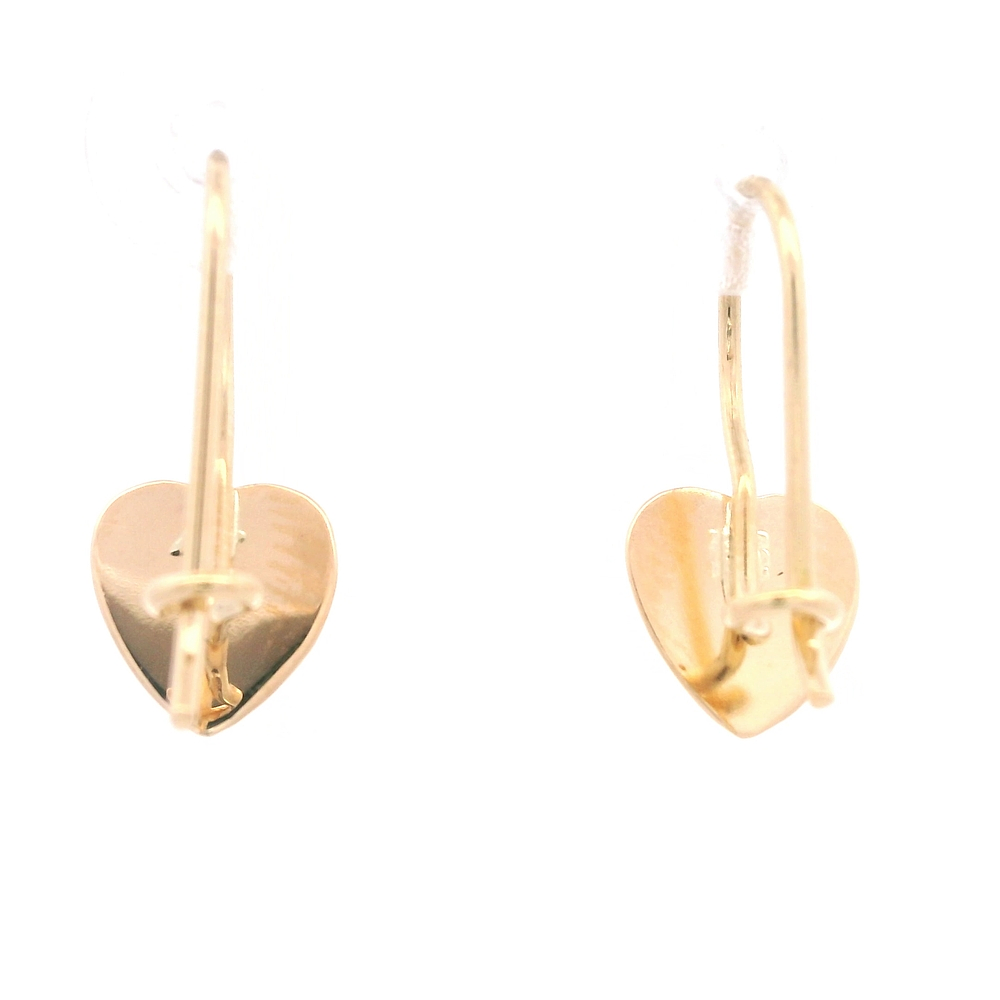 Aros de Oro Amarillo 18K Corazón con Gancho Hippie con Seguridad