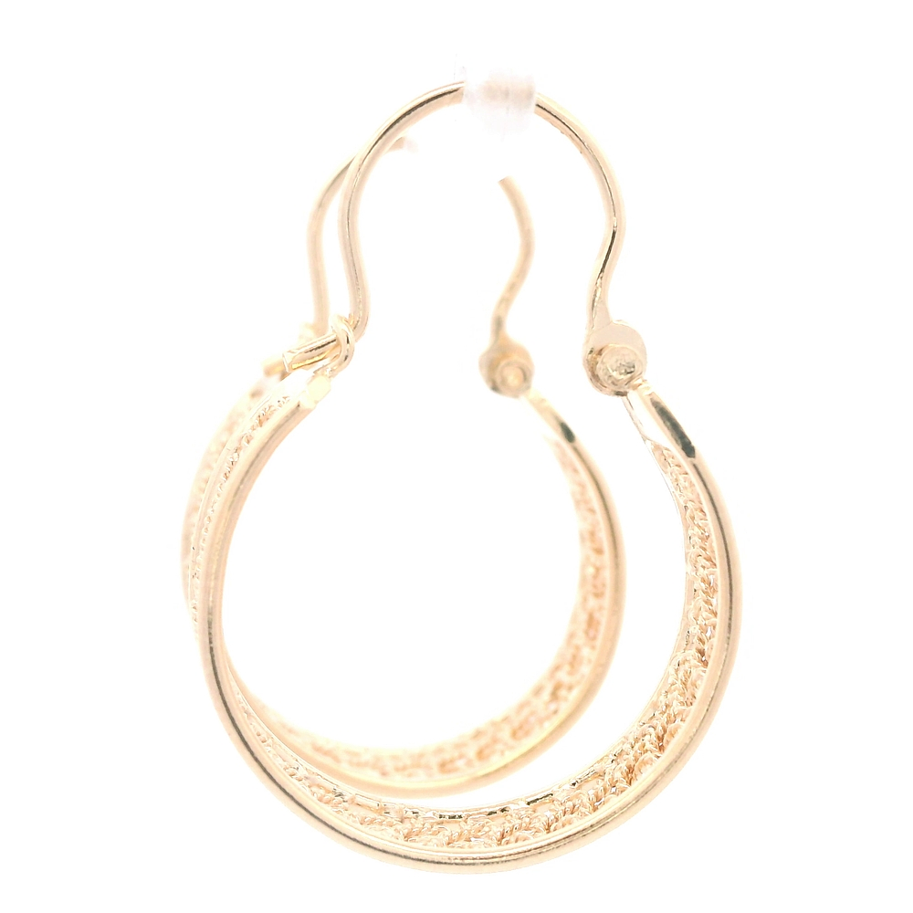 Aros de Oro Amarillo 18K Botes Filigrana con Gancho
