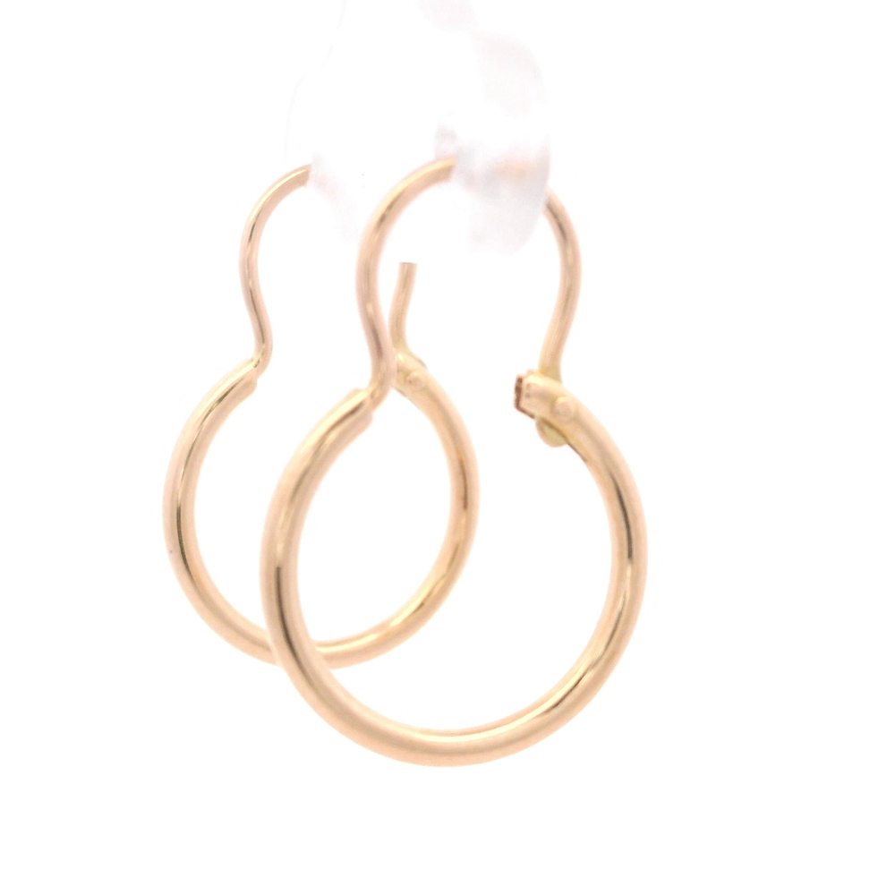 Aros de Oro Amarillo 18K Tubular con Gancho