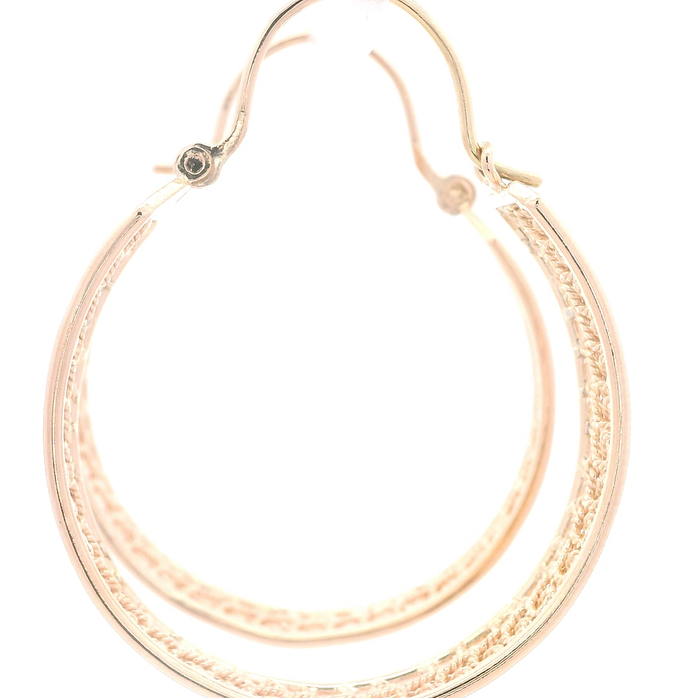 Aros de Oro Amarillo 18K Botes Filigrana con Gancho