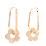 Aros de Oro Amarillo 18K Campana con Flor Mateada Móvil y Cierre Criollo