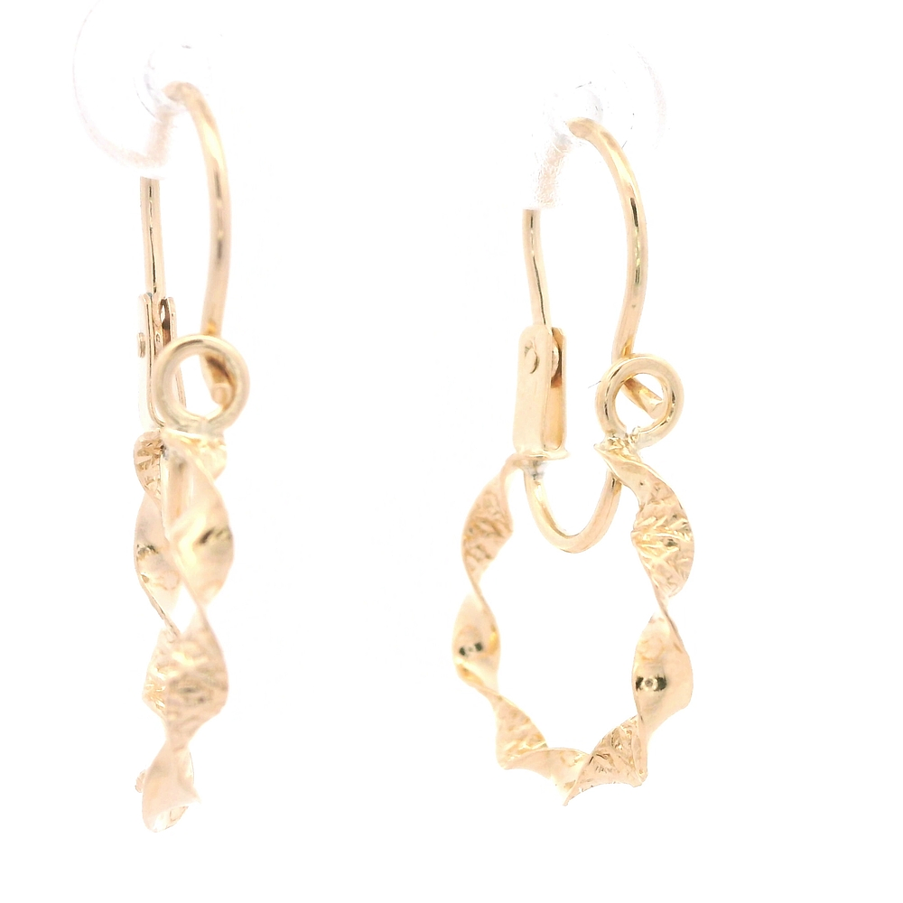 Aros de Oro Amarillo 18K Espiral Tallado con Gancho