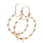 Aros de Oro Rosado 18K Espiral con Flor Móvil y Gancho