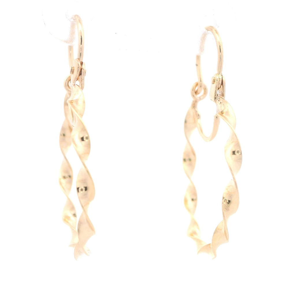 Aros de Oro Amarillo 18K Espiral con Gancho
