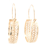Aros de Oro Amarillo 18K Bote Filigrana con Gancho