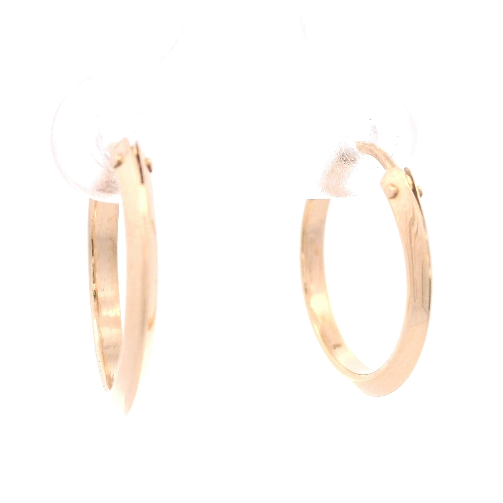 Aros de Oro Amarillo 18K Tubular Biselado con Cierre Criollo