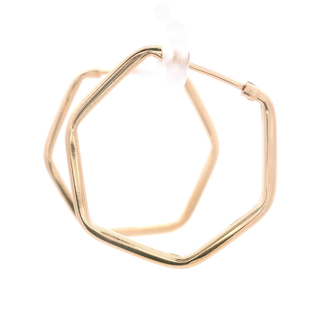 Aros de Oro Amarillo 18K Hexagonal con Cierre Criollo
