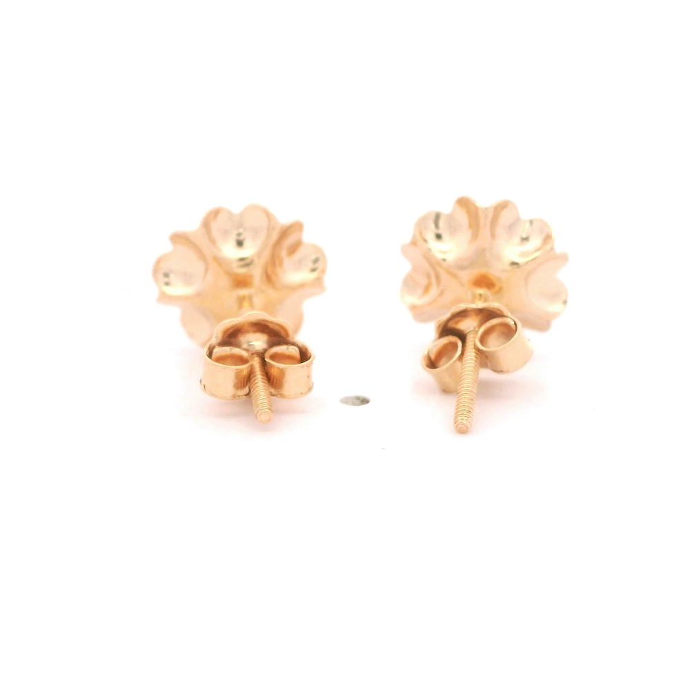 Aros de Oro Amarillo 18K Flor con Pistilos 1perla y Cierre Mariposa