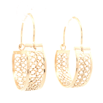 Aros de Oro Amarillo 18K Bote Filigrana con Gancho