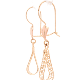 Aros de Oro Amarillo 18K Filigrana con Gancho Hippie con Seguridad