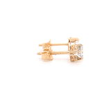 Aros de Oro Amarillo 18K Chaton Circular con 1 Piedra Incolora y Cierre Mariposa