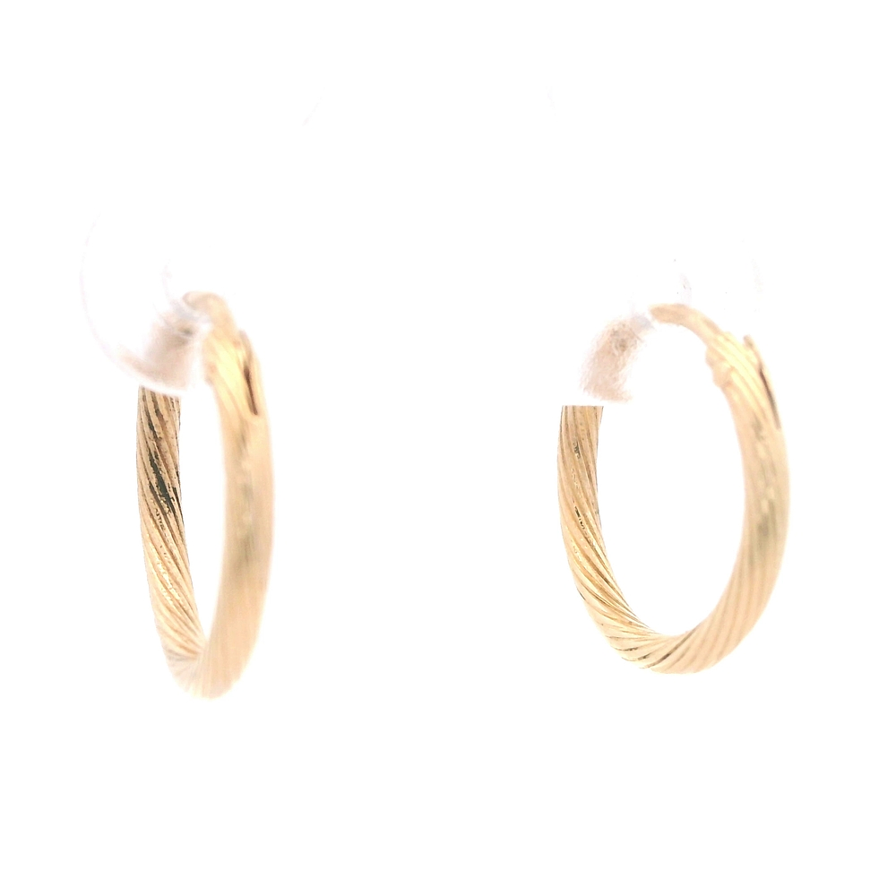 Aros de Oro Amarillo 18K Trenzado con Cierre a Presión