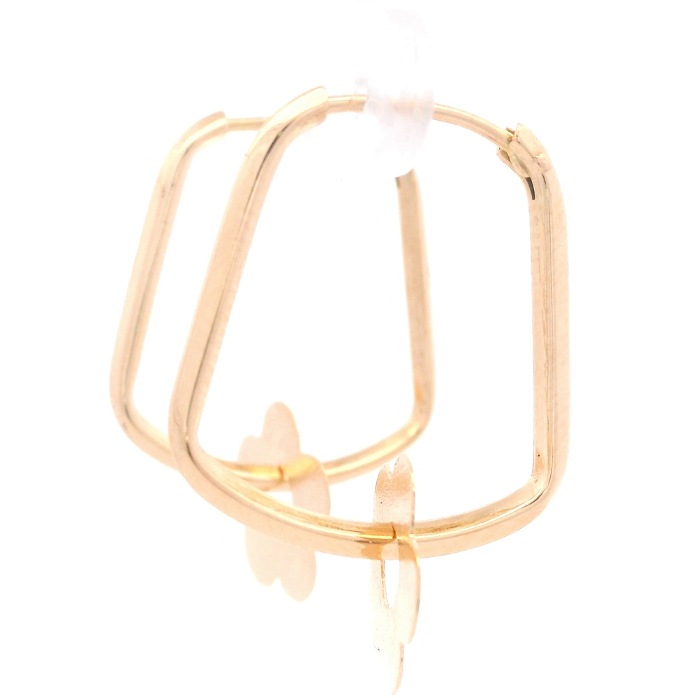 Aros de Oro Amarillo 18K Campana con Flor Mateada Móvil y Cierre Criollo