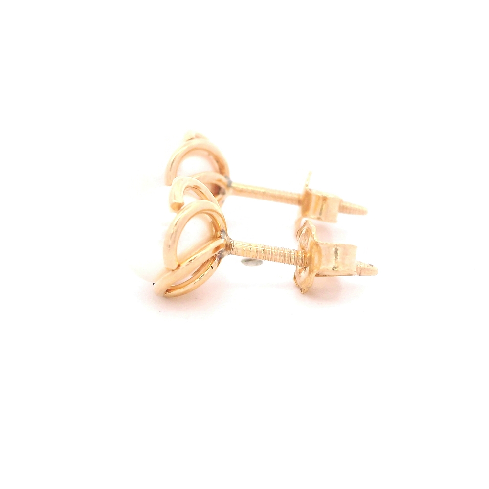 Aros de Oro Amarillo 18K Solitario con 1perla y Cierre Mariposa