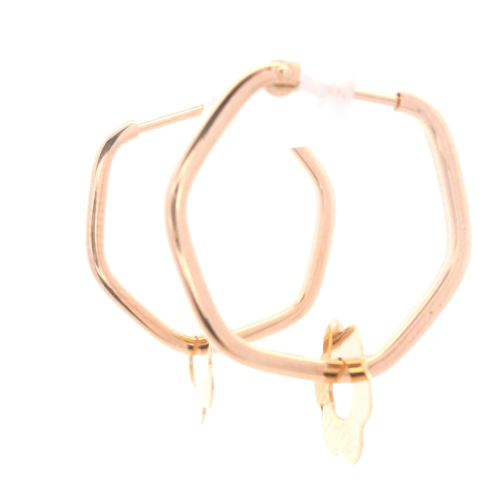 Aros de Oro Amarillo 18K Hexagonal con Cierre Criollo