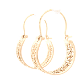 Aros de Oro Amarillo 18K Bote Filigrana con Gancho