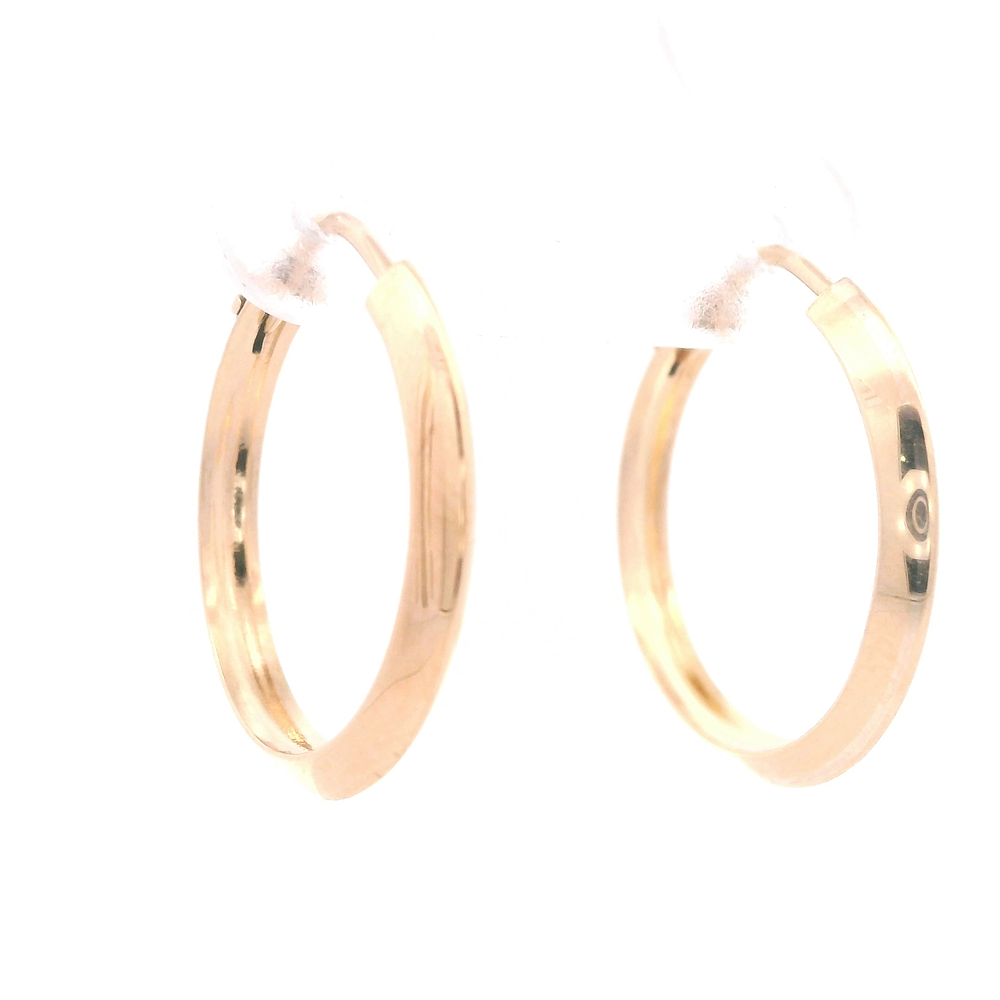 Aros de Oro Amarillo 18K Tubular Biselado con Cierre Criollo