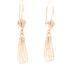 Aros de Oro Amarillo 18K Filigrana con Gancho Hippie con Seguridad