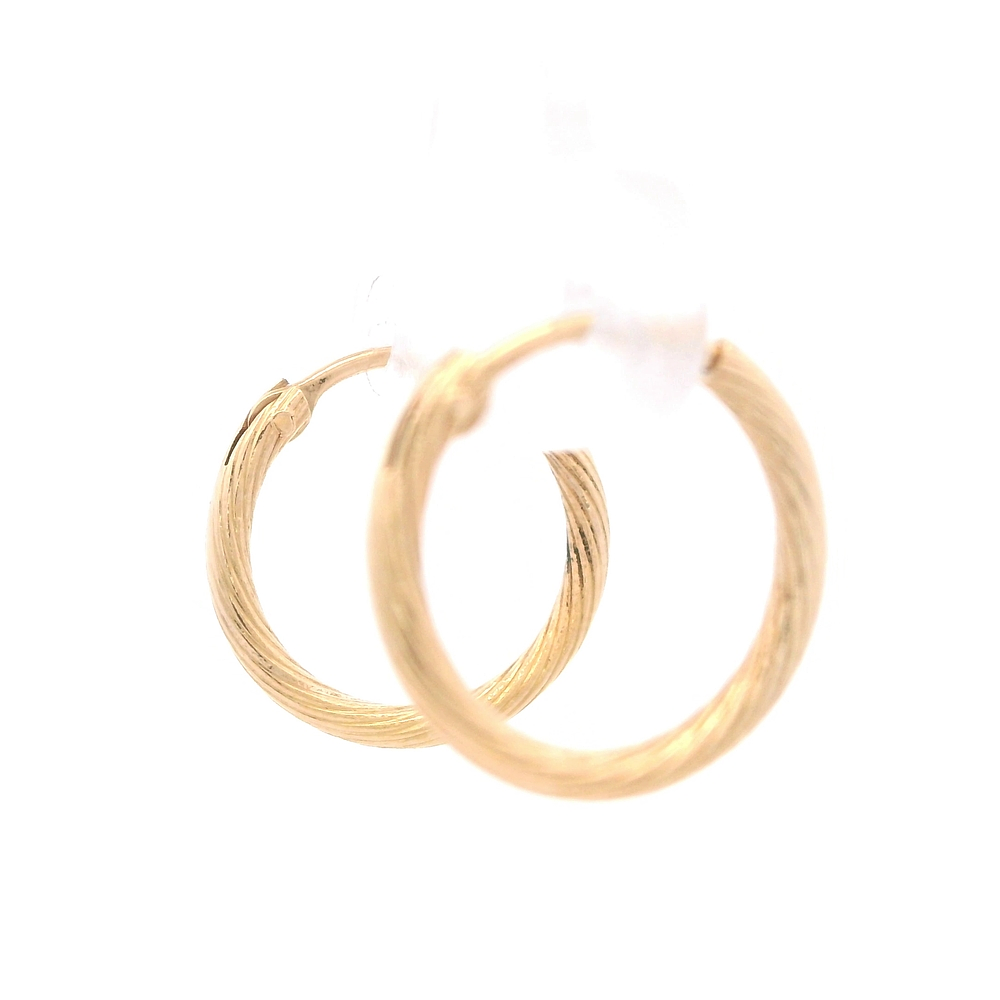 Aros de Oro Amarillo 18K Trenzado con Cierre a Presión