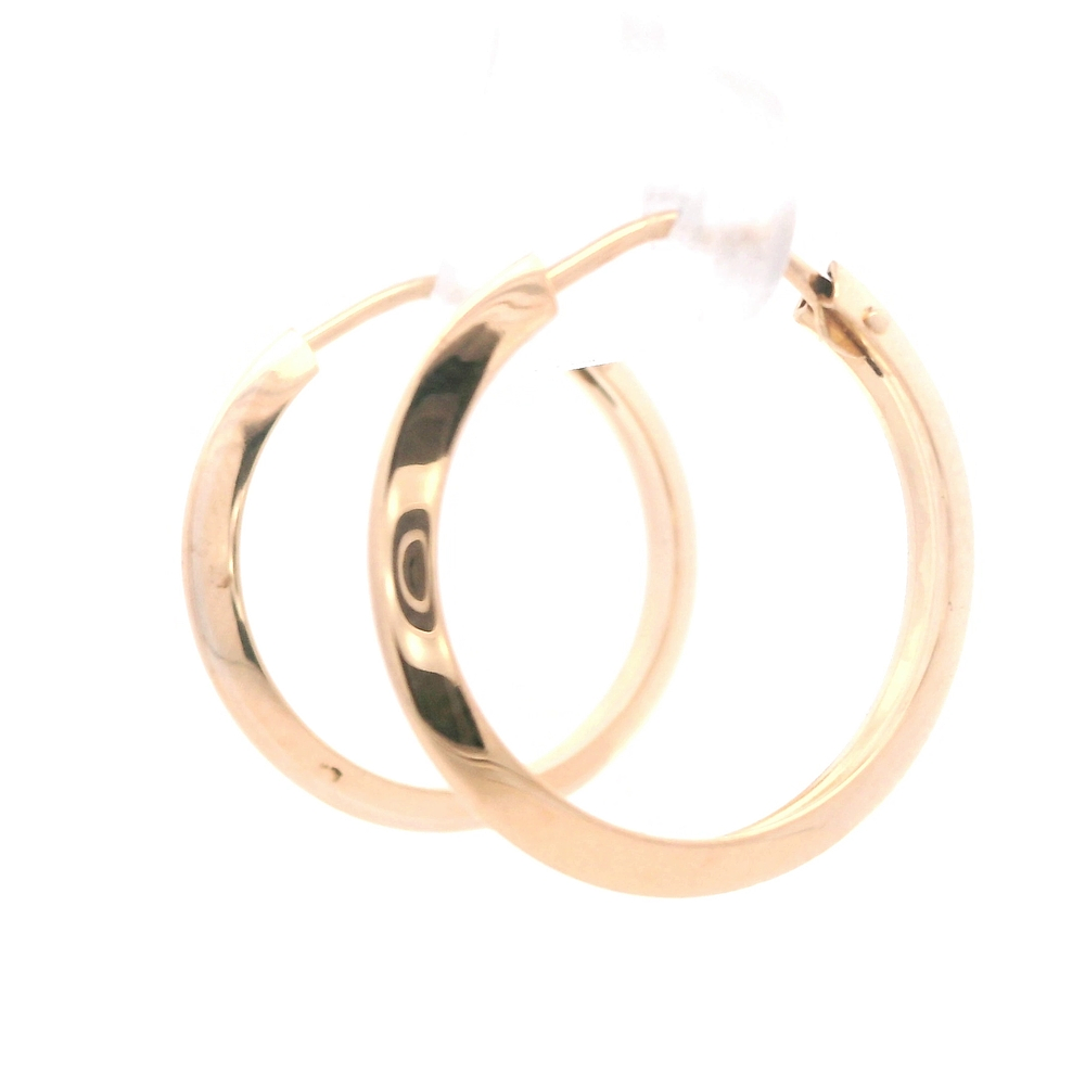 Aros de Oro Amarillo 18K Tubular Biselado con Cierre Criollo