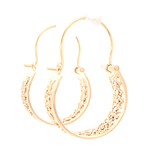 Aros de Oro Amarillo 18K Bote Filigrana con Gancho