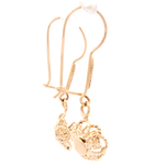 Aros de Oro Amarillo 18K Flor Filigrana con 1 Piedra Incolora y Gancho Hippie con Seguridad