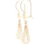 Aros de Oro Amarillo 18K Filigrana con Gancho Hippie con Seguridad