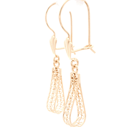 Aros de Oro Amarillo 18K Filigrana con Gancho Hippie con Seguridad