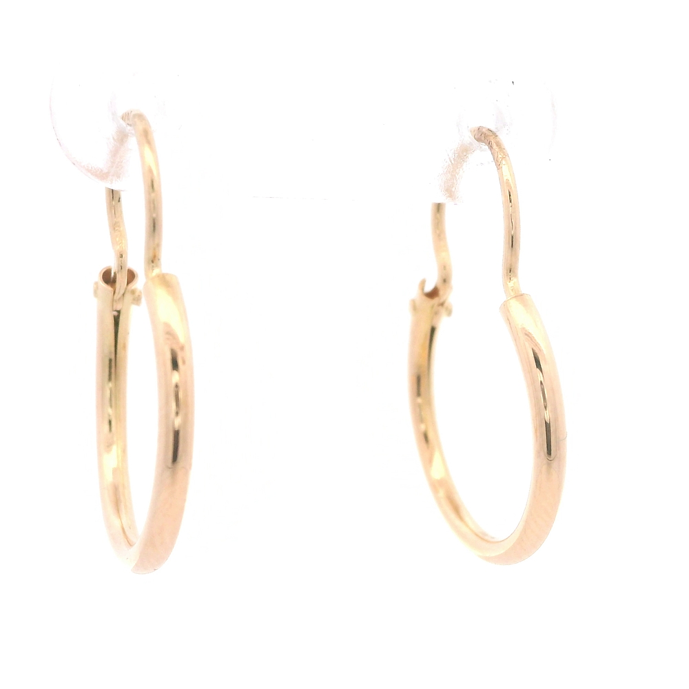 Aros de Oro Amarillo 18K Tubular con Gancho