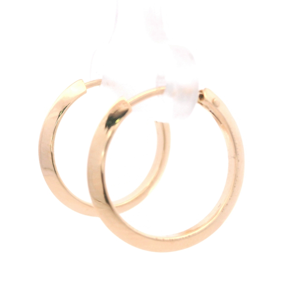 Aros de Oro Amarillo 18K Tubular Biselado con Cierre Criollo