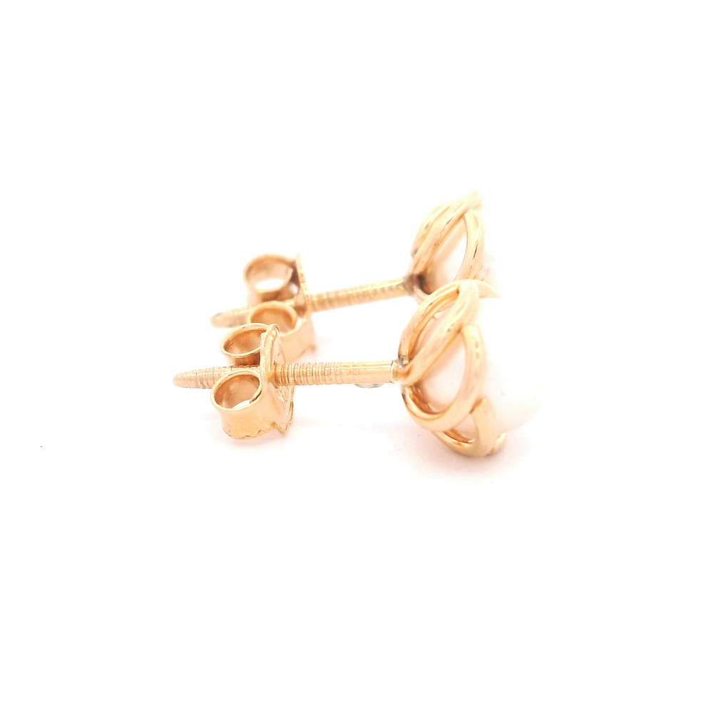 Aros de Oro Amarillo 18K Solitario con 1perla y Cierre Mariposa