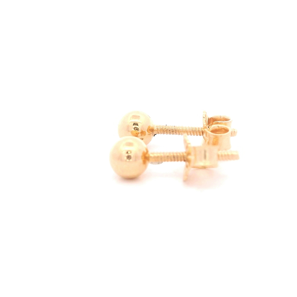 Aros de Oro Amarillo 18K Bola Lisa con Cierre Mariposa