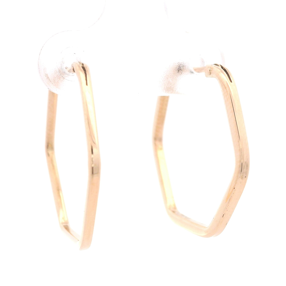 Aros de Oro Amarillo 18K Hexagonal con Cierre Criollo