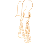 Aros de Oro Amarillo 18K Filigrana con Gancho Hippie con Seguridad