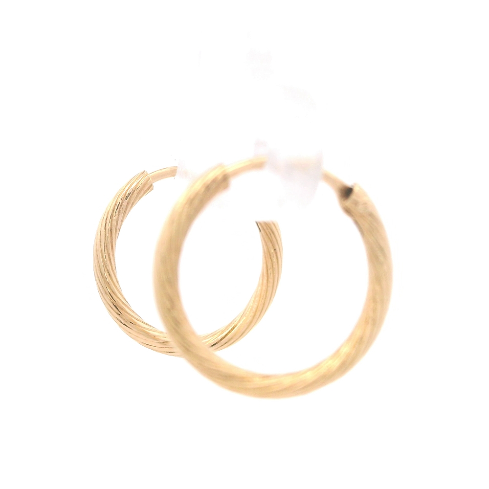 Aros de Oro Amarillo 18K Trenzado con Cierre a Presión