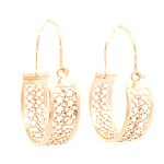 Aros de Oro Amarillo 18K Bote Filigrana con Gancho