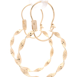 Aros de Oro Amarillo 18K Espiral Tallado con Gancho
