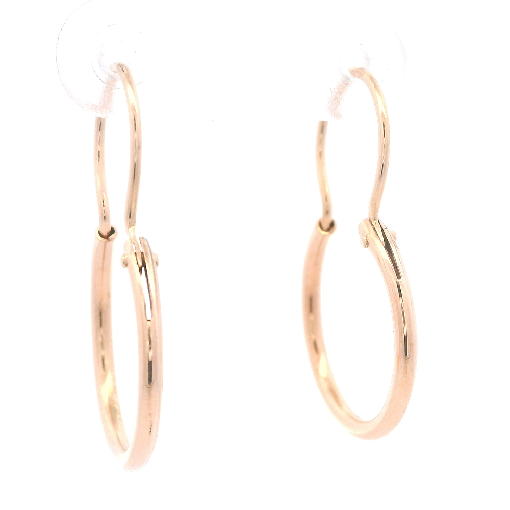 Aros de Oro Amarillo 18K Tubular con Gancho