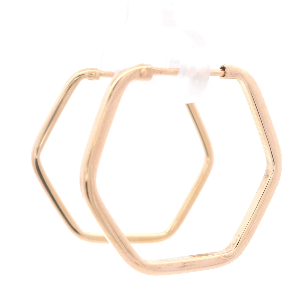 Aros de Oro Amarillo 18K Hexagonal con Cierre Criollo