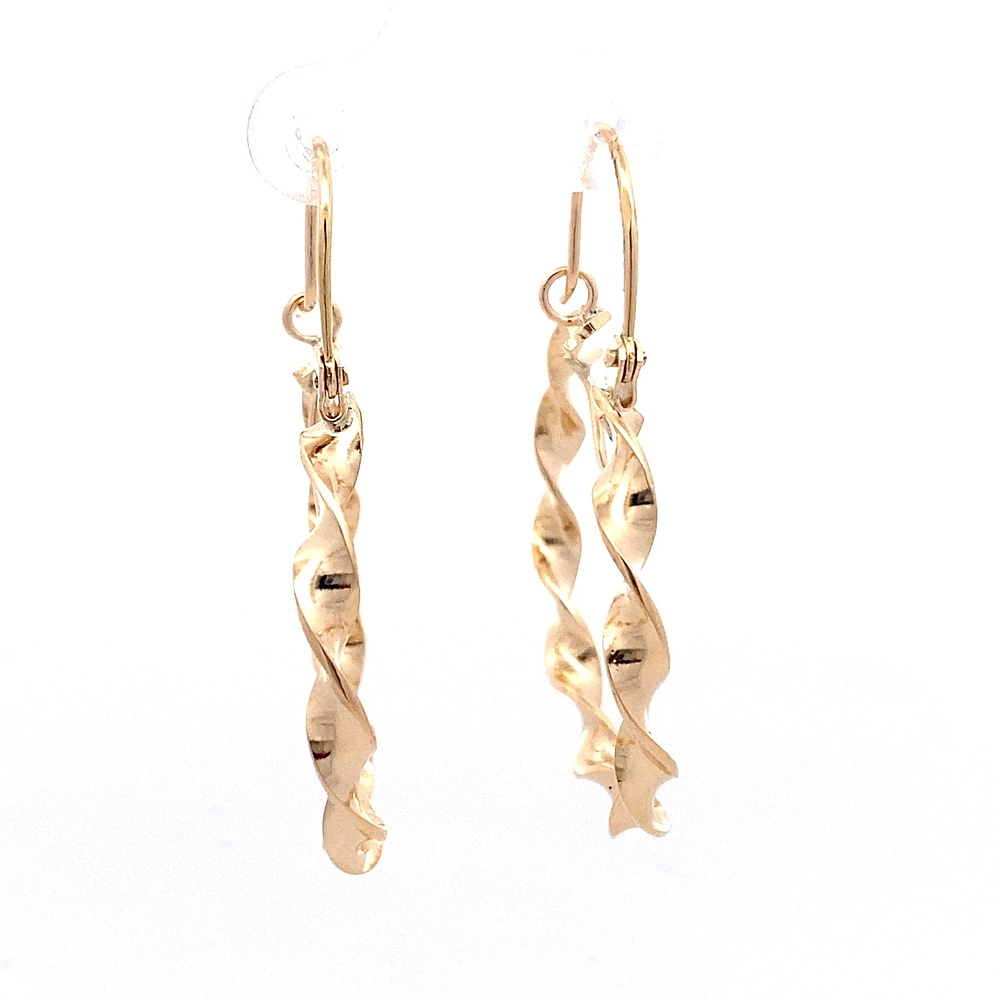 Aros de Oro Amarillo 18K Espiral con Gancho